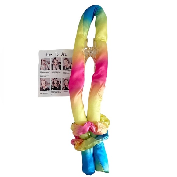 Tie Dyed Satin Heatless Curling Hair Styling Tool Set with Scrunchies and Clip - Picture 2 of 8